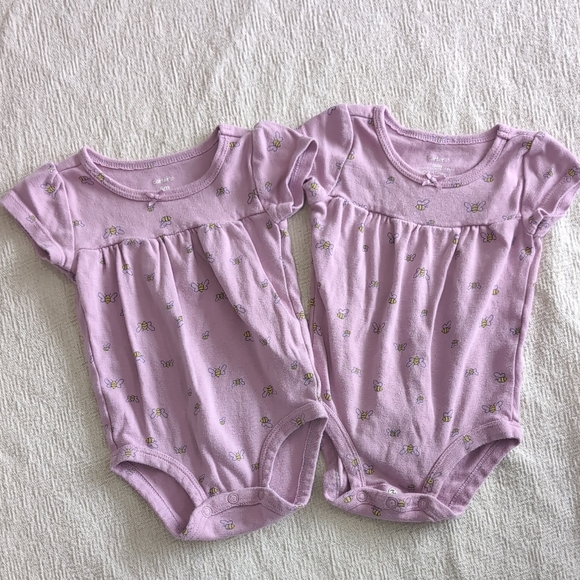 Carter's Other - Matching Twin Girls Onesie Bundle Purple 6 Months
